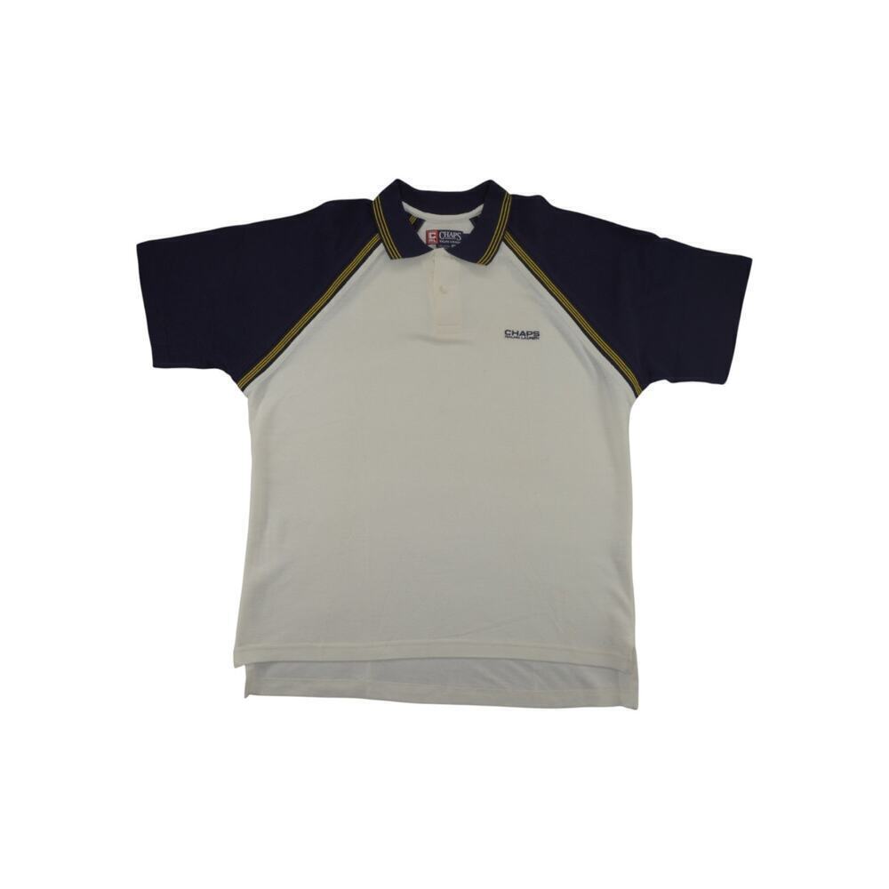 CHAPS Ralph Lauren Navy White Polo Shirt Men's Size L Colorblock Striped Trim